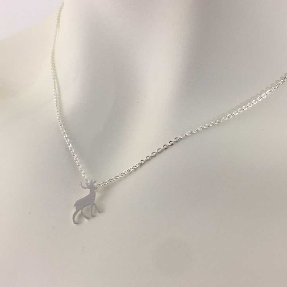 Tiny Reindeer Holiday Christmas Charm Necklace SS